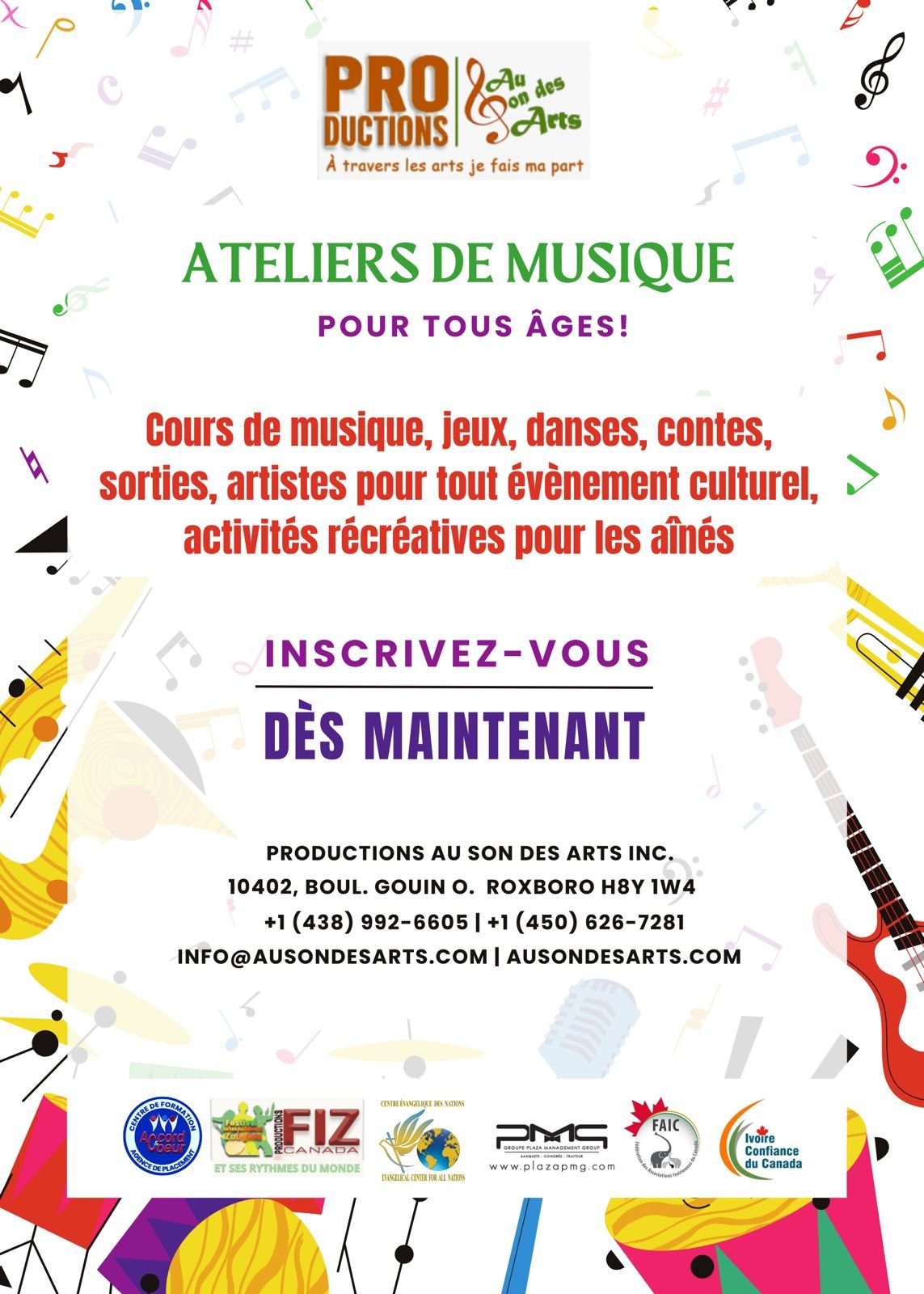 Ateliers de musique pour tous les âges — Productions Au Son des Arts
